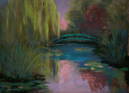 Pastel, Japanese Footbridge Pastel, Japanese Footbridge