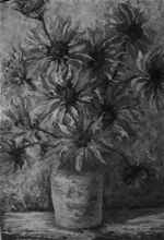 Vase With Twelve Sunflowers Blk and Wht