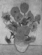 Vase With Fifteen Sunflowers Blk and Wht