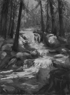 Gray scale waterfall
