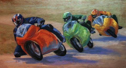 Motorcycle Race, soft pastel