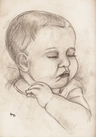 Sleeping baby, pencil, 10 x 7