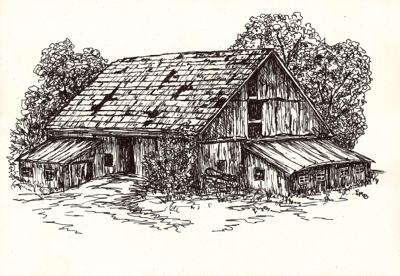 Abandoned Barn, Ink