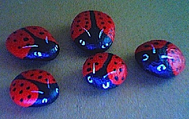 Found Art! painted ladybug rocks.